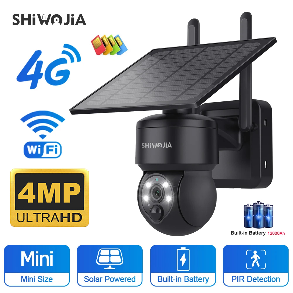 Home Office Zoom - SHIWOJIA-cámara Solar PTZ inalámbrica, WIFI, 4G,