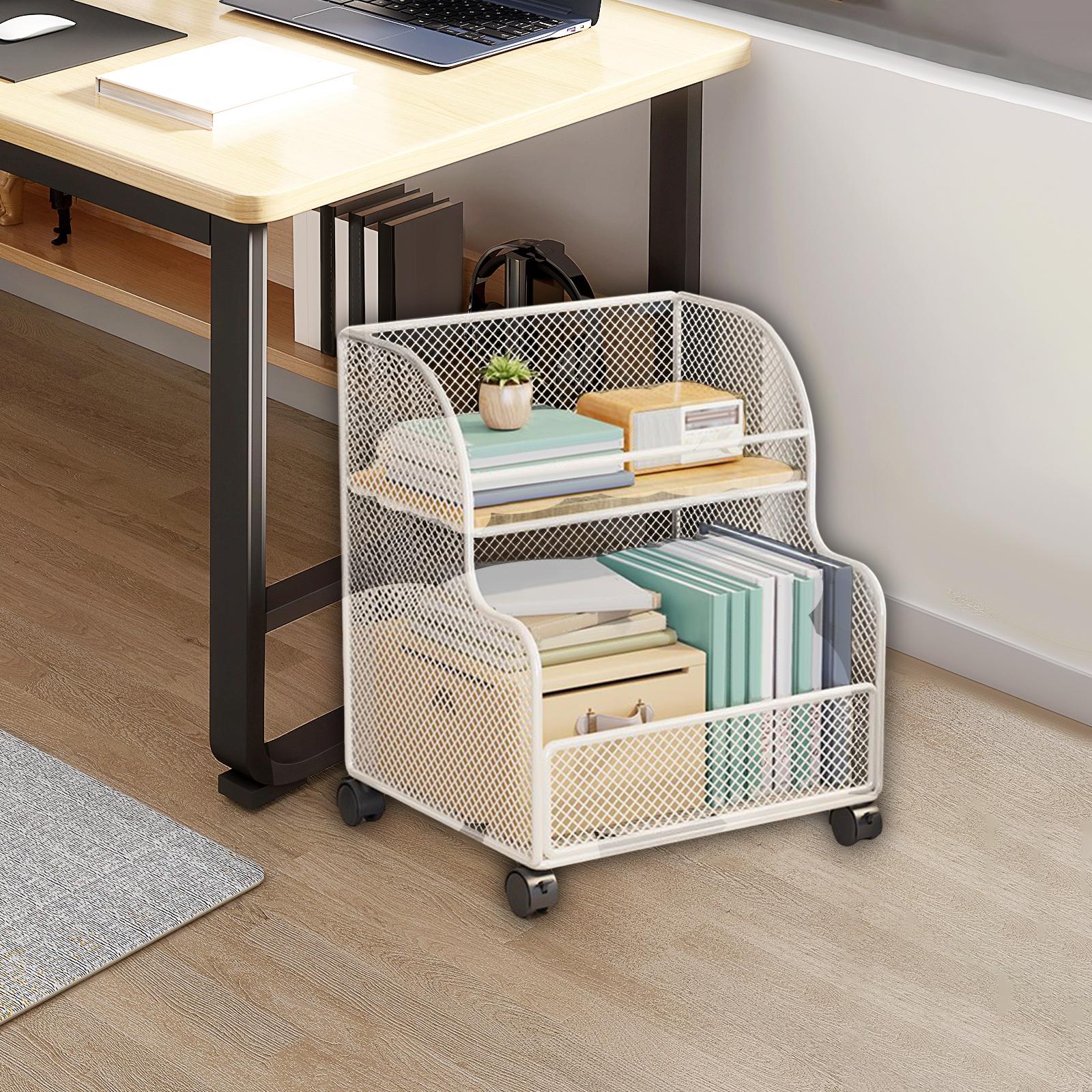 Rolling File Cart - Estante de Almacenamiento Bajo Escritorio, Carro