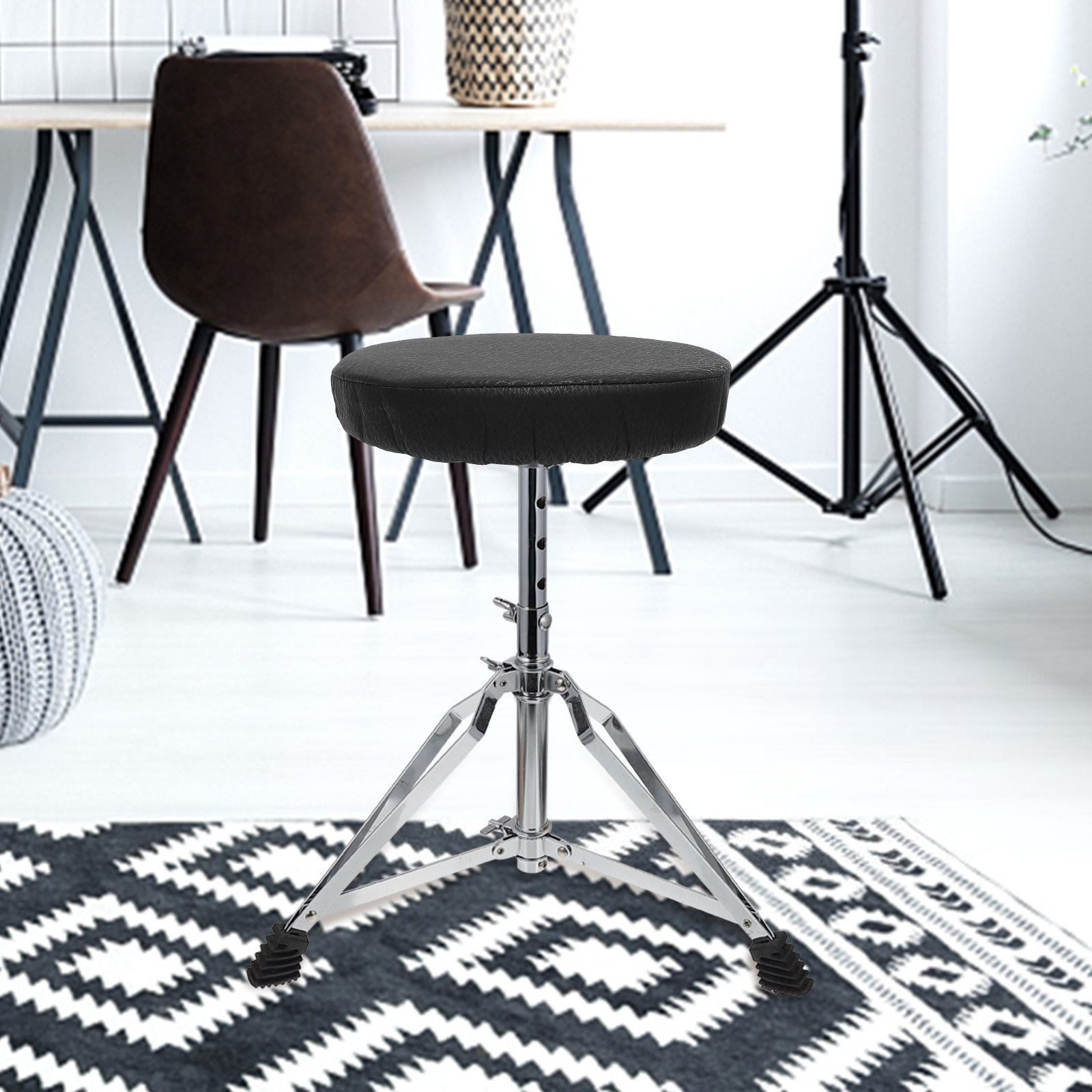 Home Office With Sofa - Funda para Taburete Redonda, Negra, de