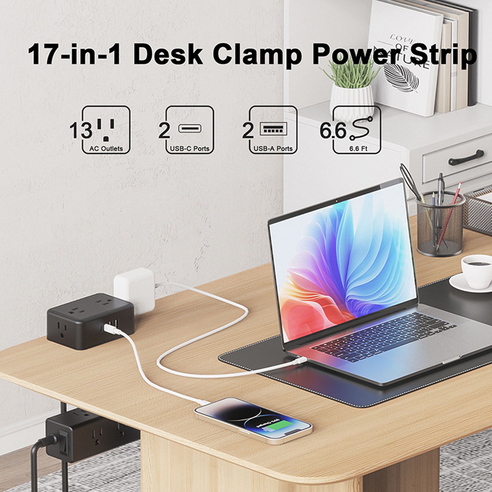 Regleta de alimentación 17 en  - Power Strip Desk reseña y precio